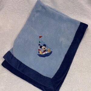 Disney Mickey Mouse embroidered sailboat Blue fleece baby Blanket